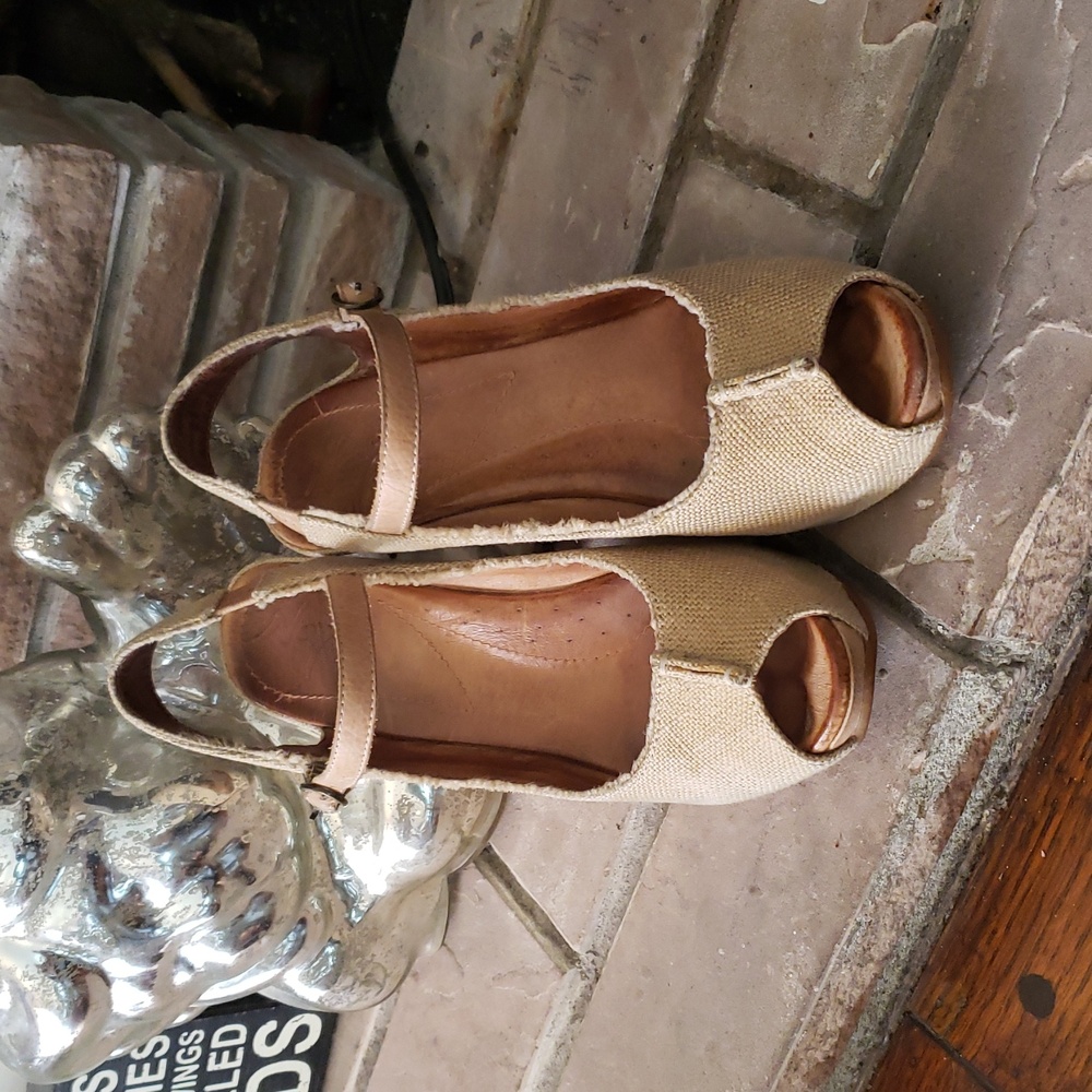 Naya For Anthropologie Espadrille Peep Toe Heels Size 8 - Picture 7 of 12